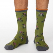 Thought Bamboe Sokken - Garra de Bici Olive Green Comfortabele sokken van bamboe en bio-katoen